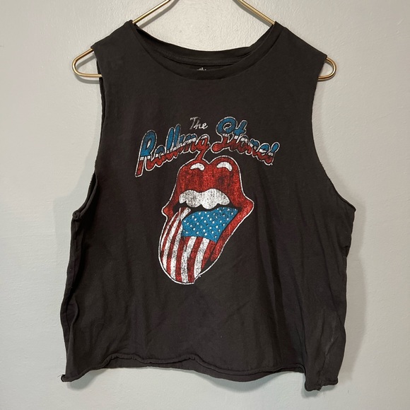 the Rolling Stones Tops - Rolling Stones Cropped Muscle Tank Top